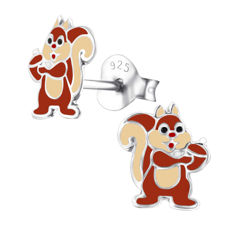 Oorknopjes zilver eekhoorn